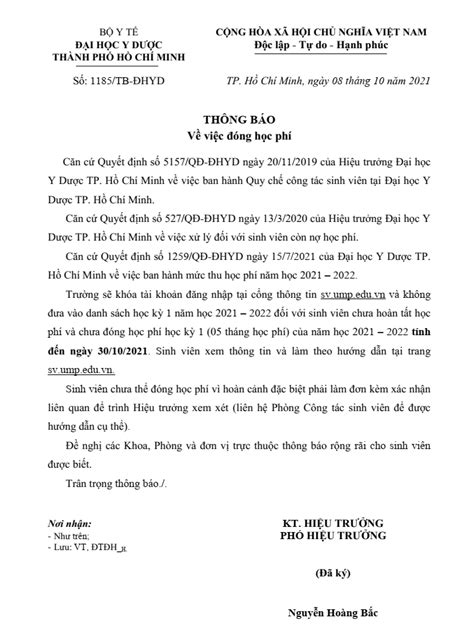 Thông báo về việc đóng học phí hệ đại học chính quy, hệ vừa .